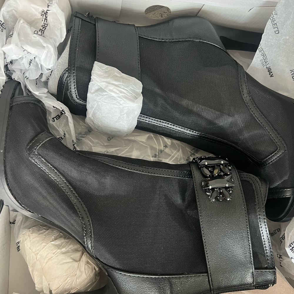 Karl Lagerfeld Black Mesh Heels